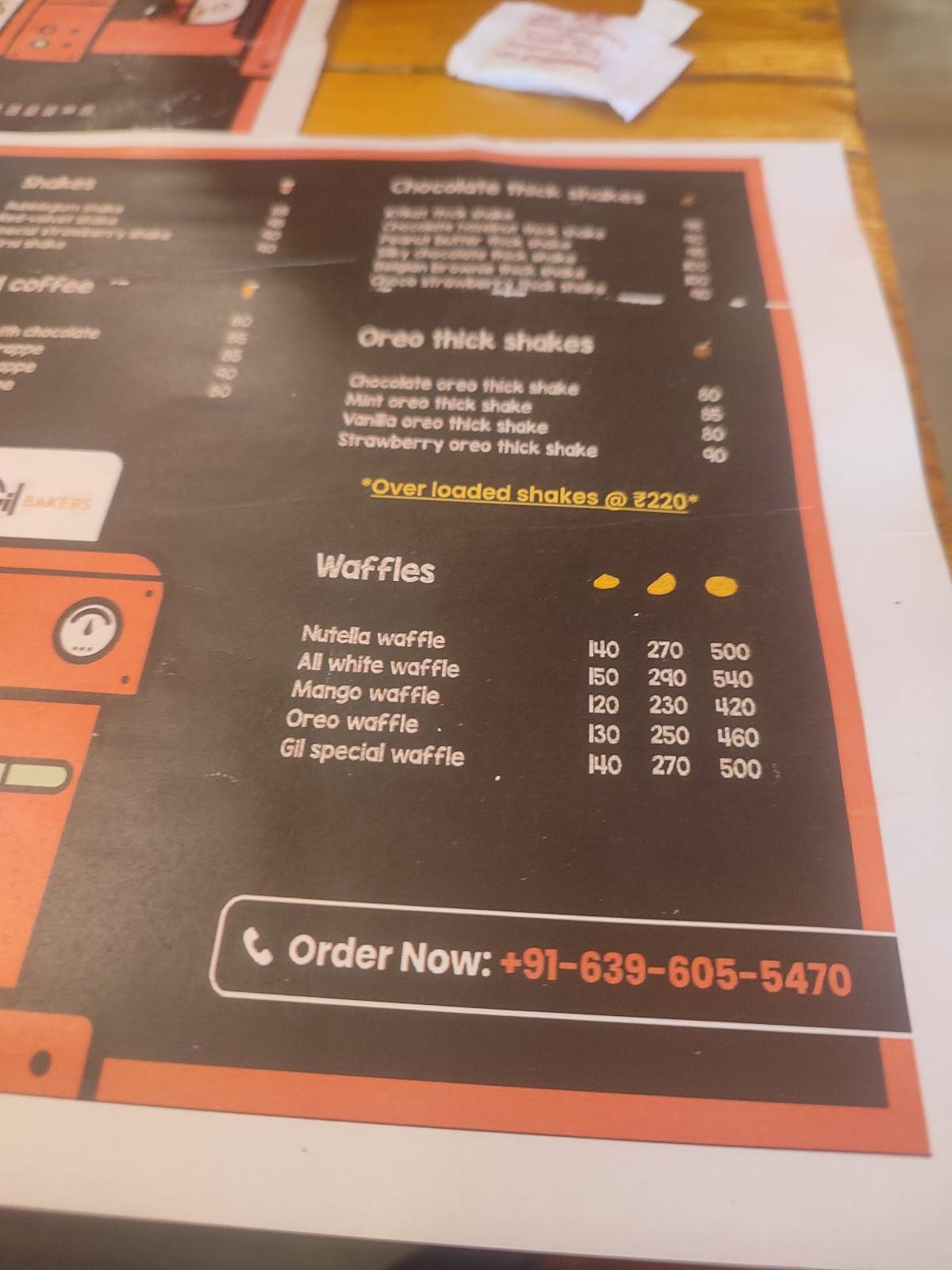 Gil Bakers menu