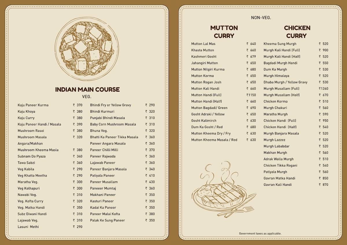 Golden Curry menu