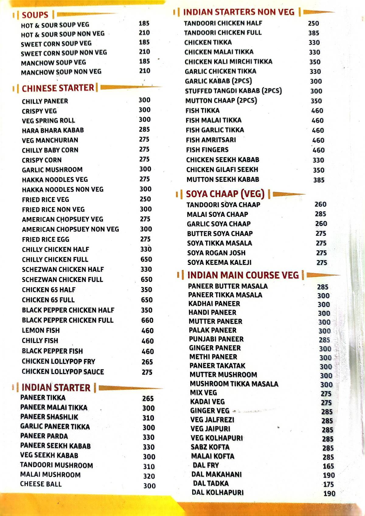Goldy's Punjab Grill N Curries menu