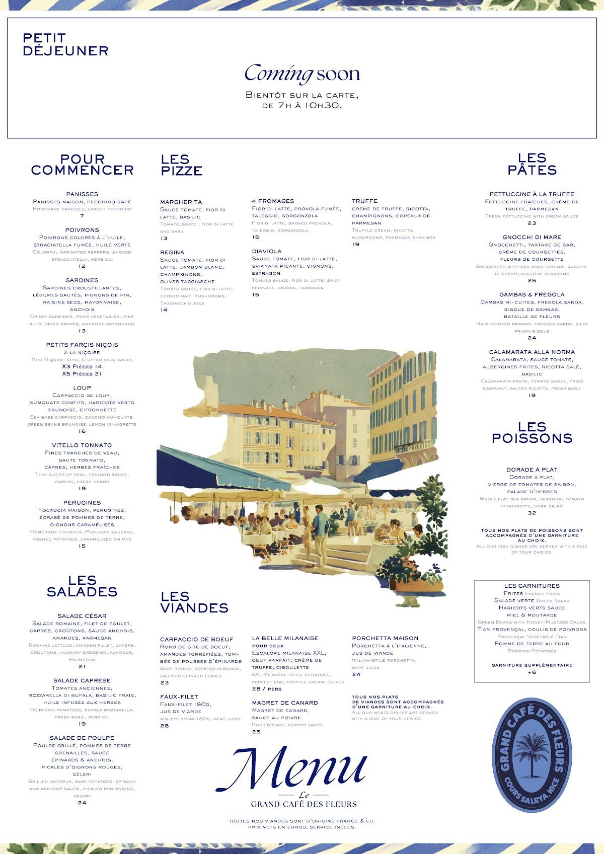 Menu de Grand Café des Fleurs