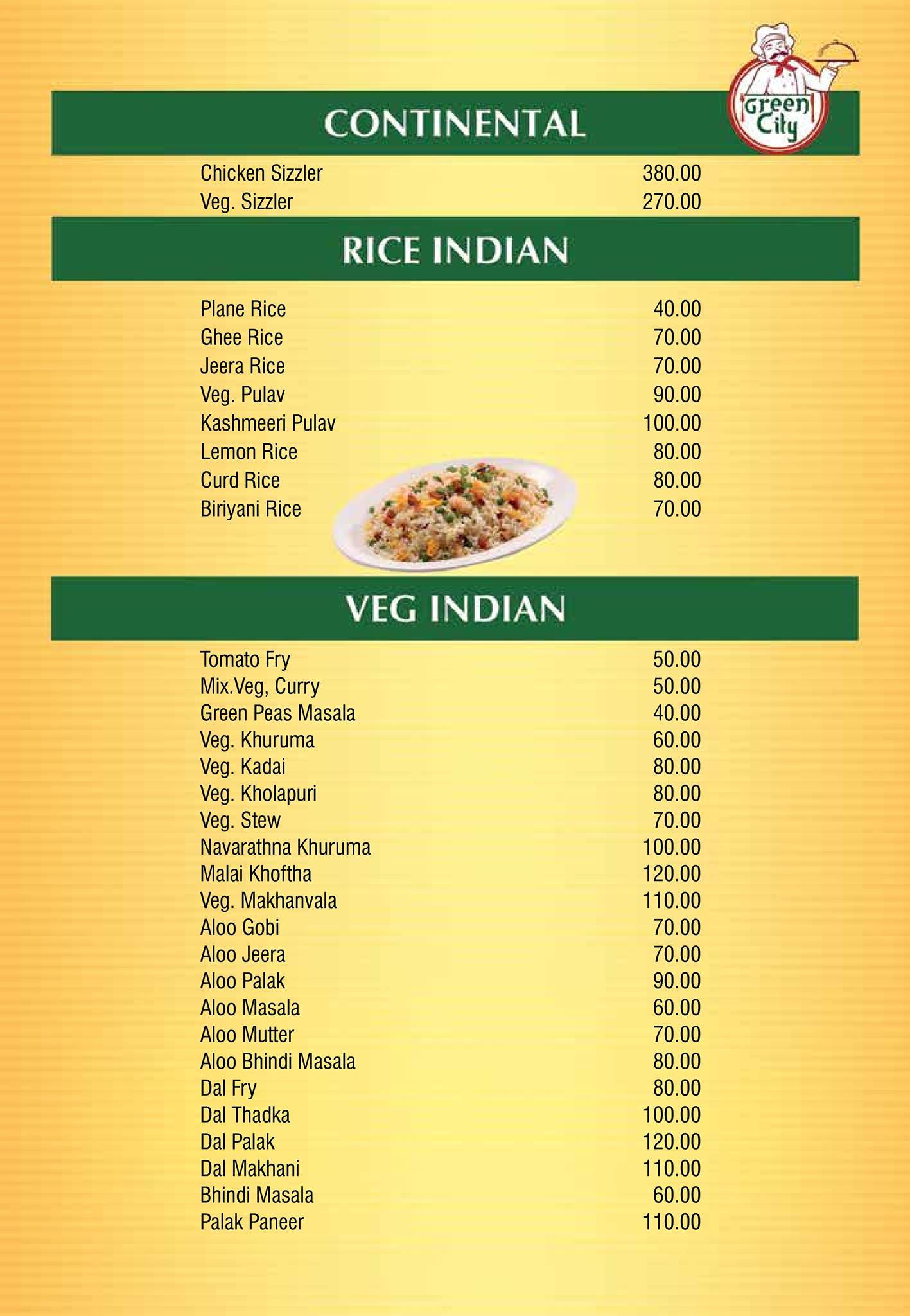 Green City Multi Cuisine Restaurant menu