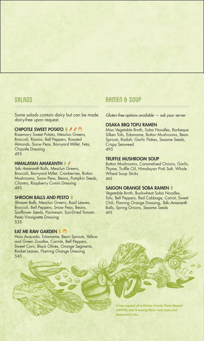 Greenr Cafe menu