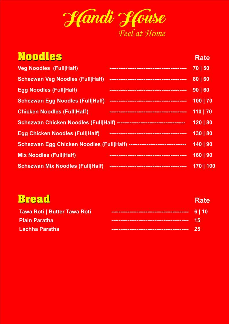 Handi House menu