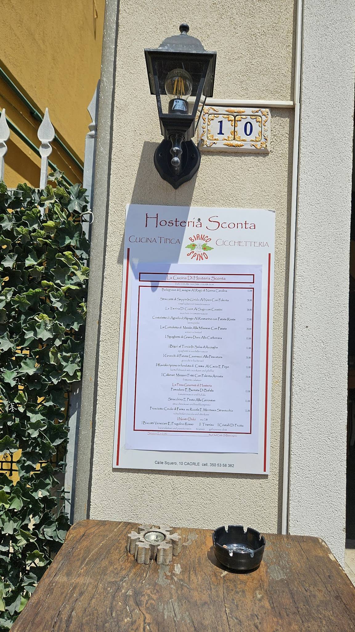 Menu di Hosteria Sconta Biancospino 