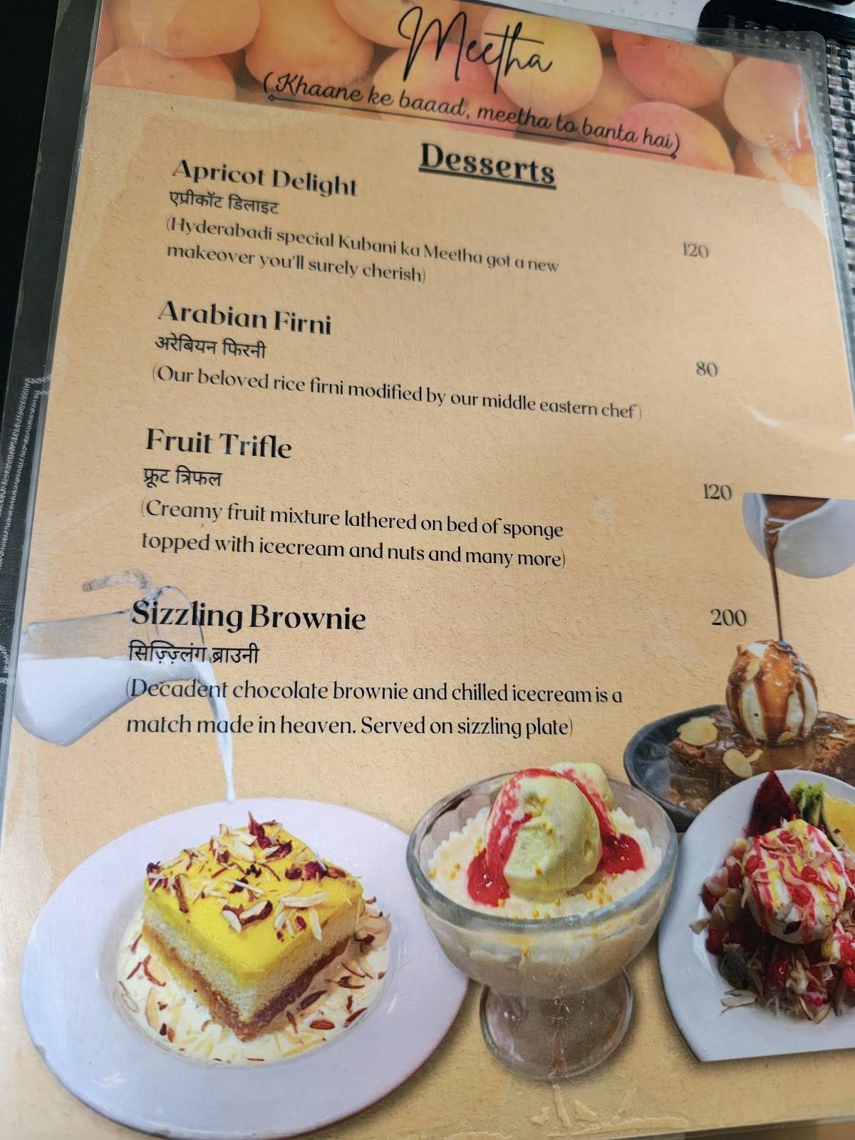 Hotel Khansab Chacha menu