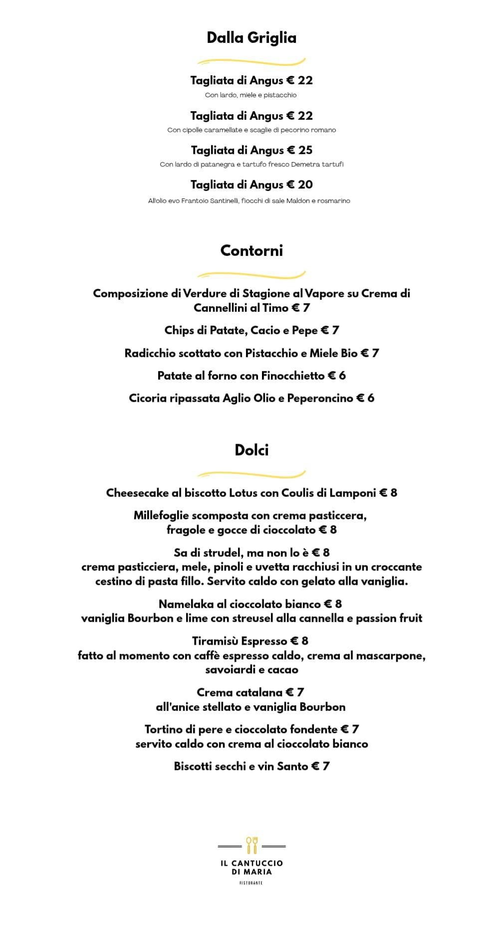 Menu di Il Cantuccio di Maria 