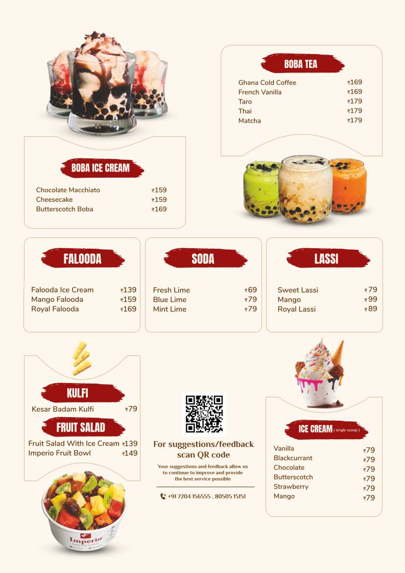 Imperio Restaurant menu