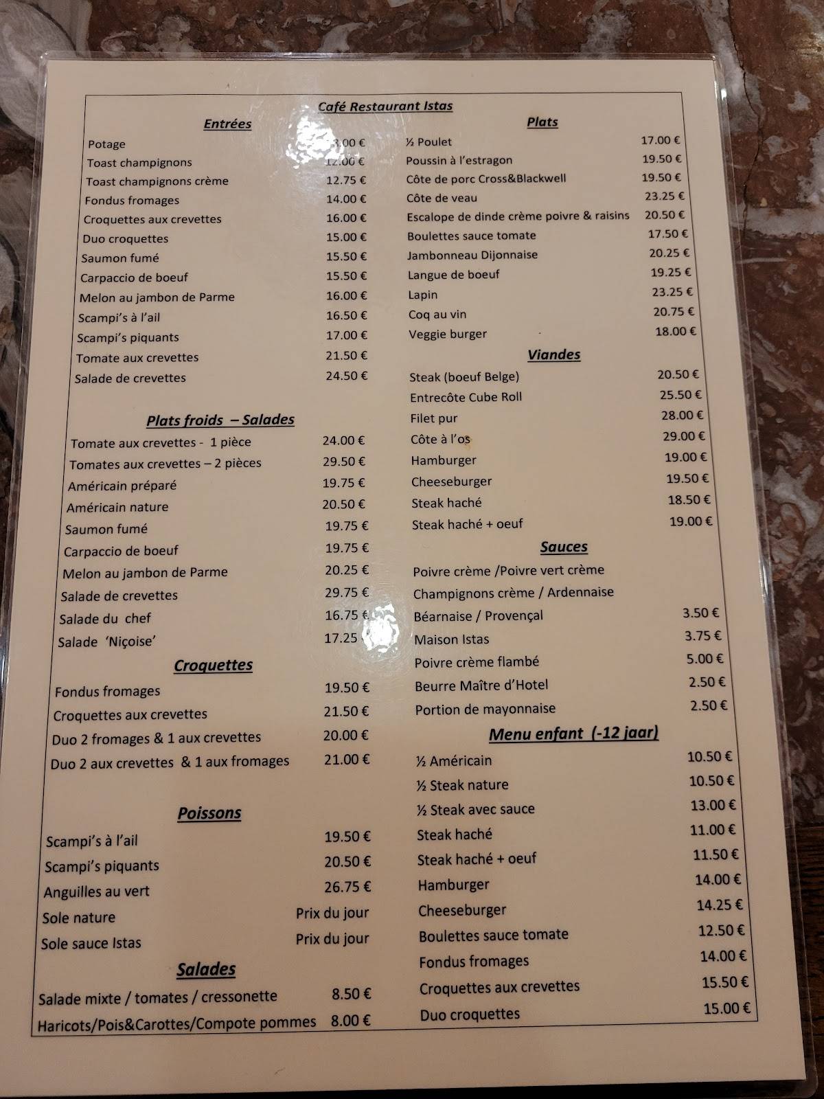 Menu de Istas