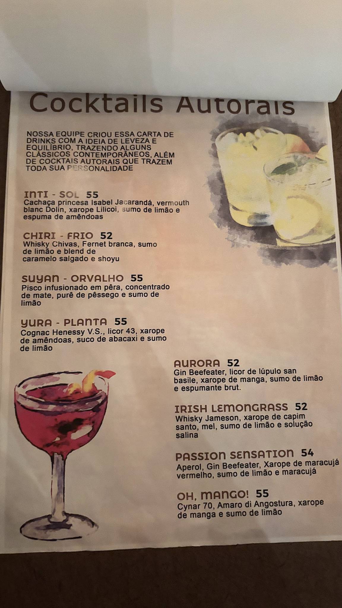 Jacarandá cardápio