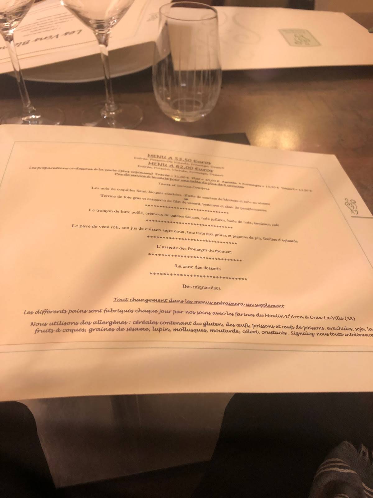 Menu de Restaurant Jean-Michel Couron
