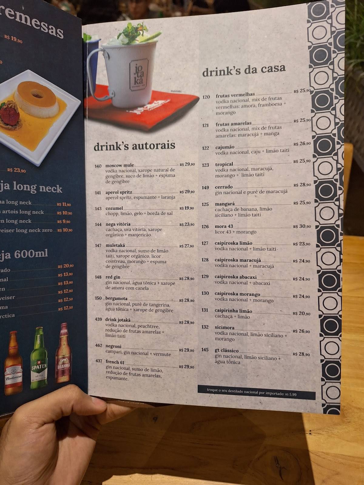 Jotaká cozinha + bar - Taguatinga cardápio