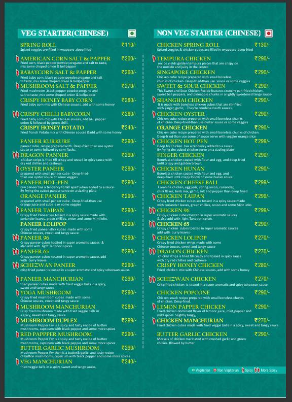 Julian Restaurant menu