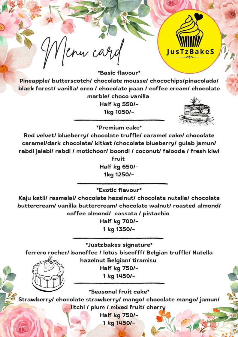 JusTz BaKeS menu
