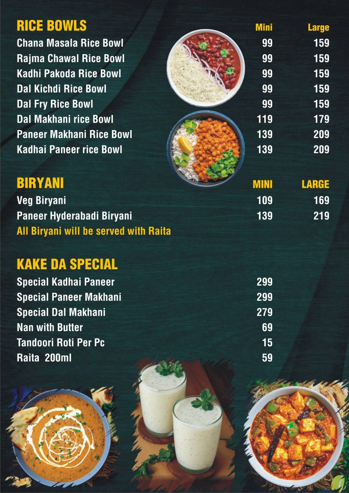 Kake Da Kulcha menu
