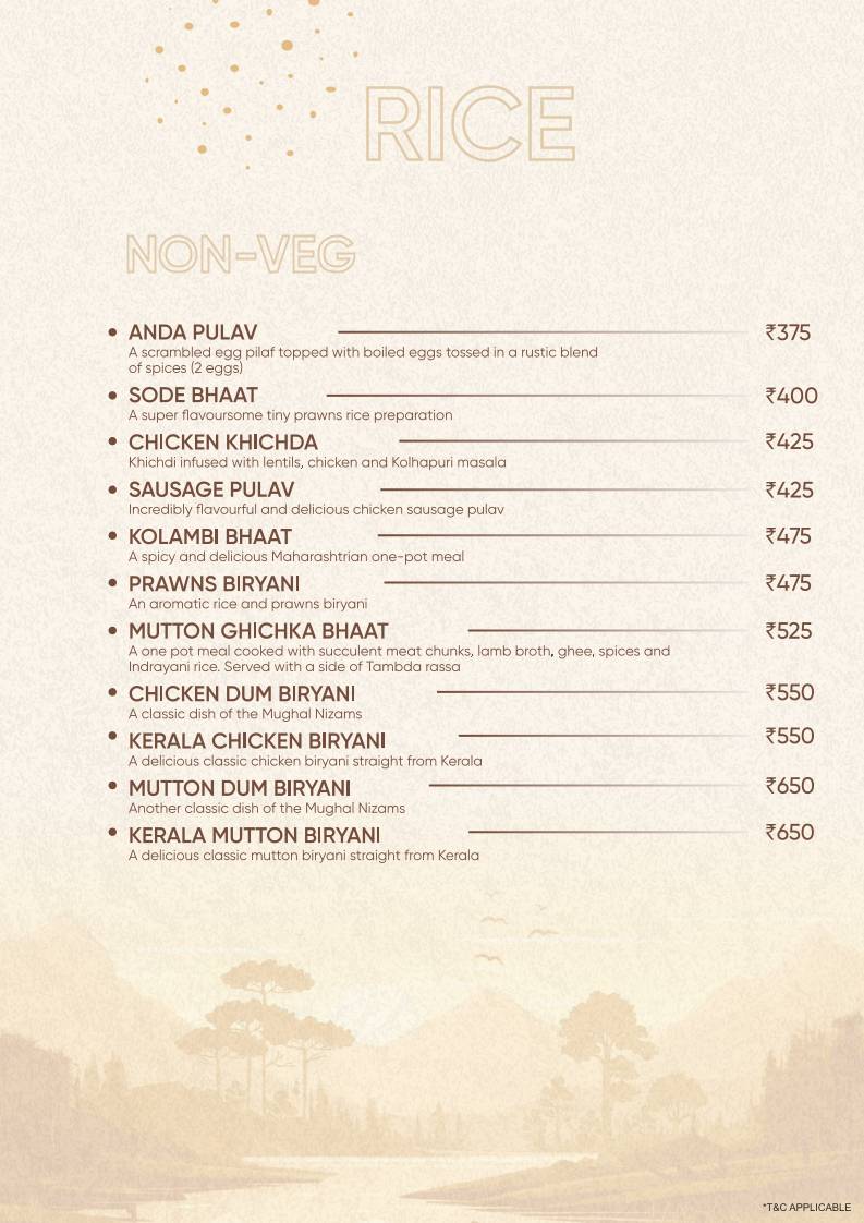 Kath N Ghat restaurant menu