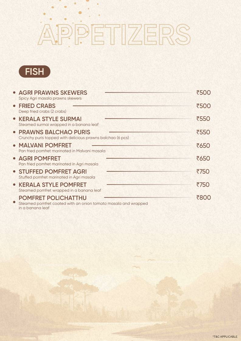 Kath N Ghat restaurant menu