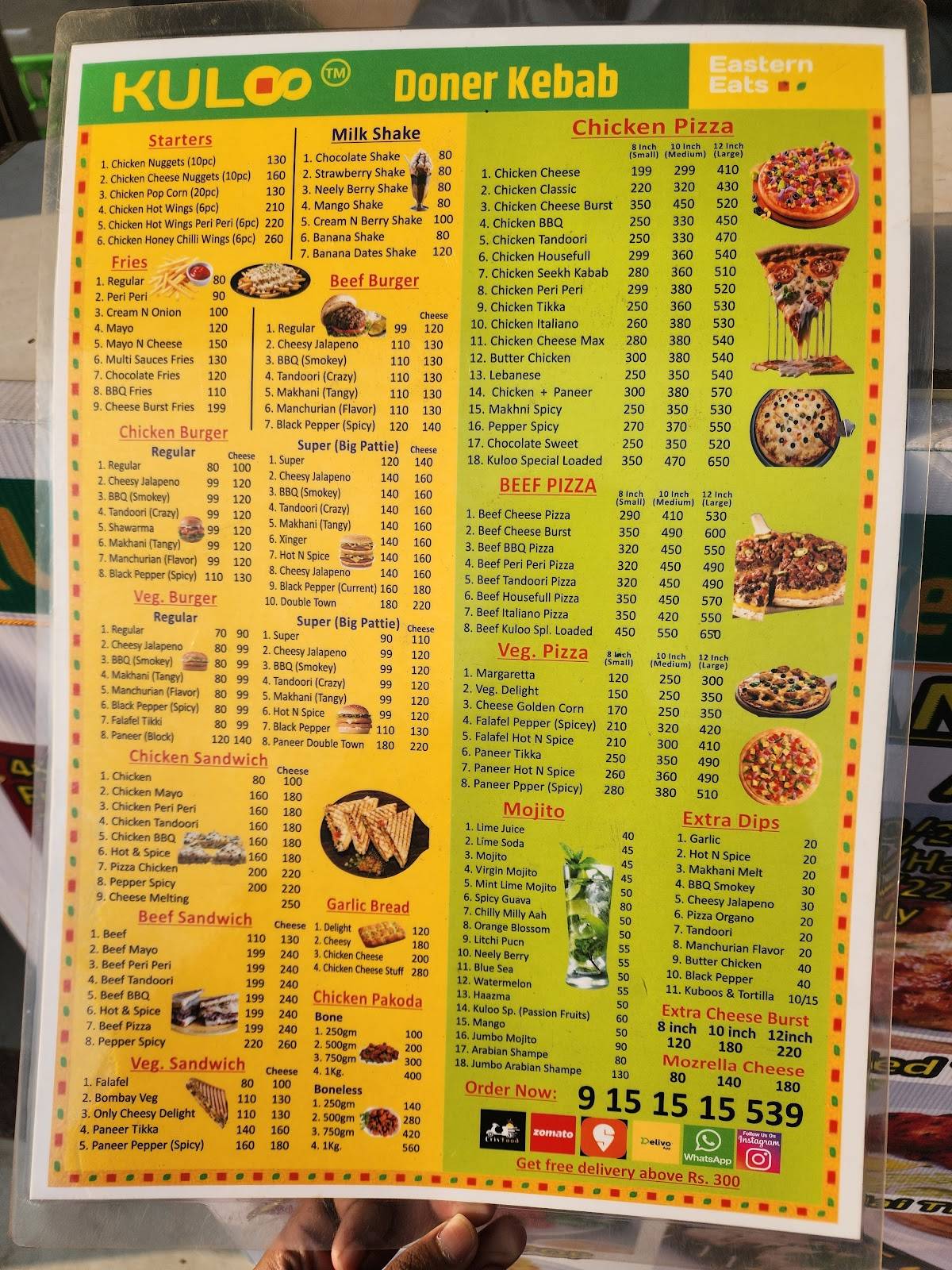 Kuloo Doner Kebab menu
