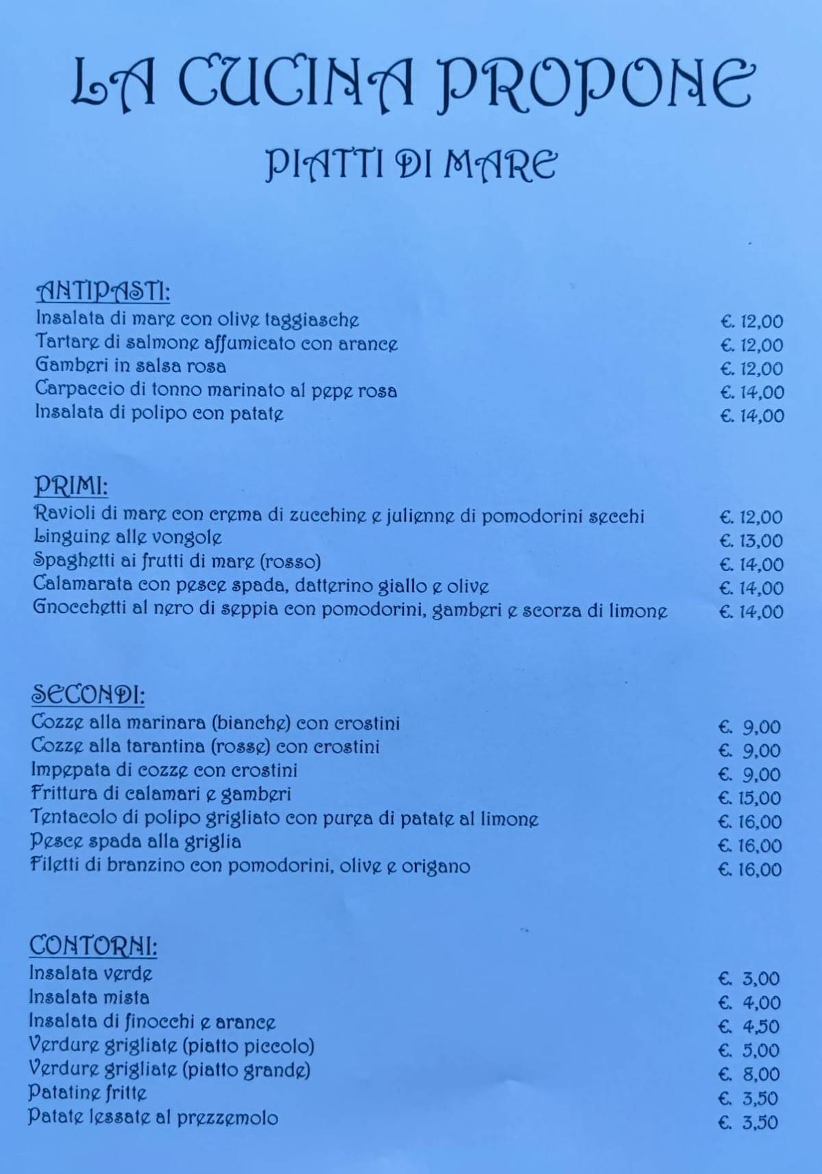 Menu di La Corte Ristorante Pizzeria None 
