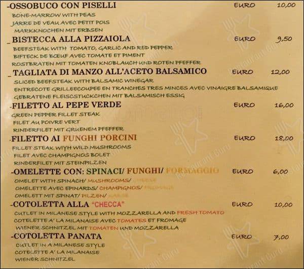 Menu de La Famigliola