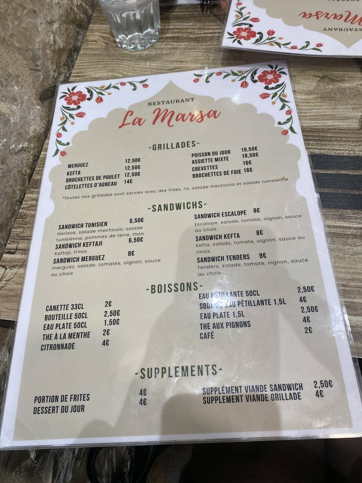 Menu de La Marsa