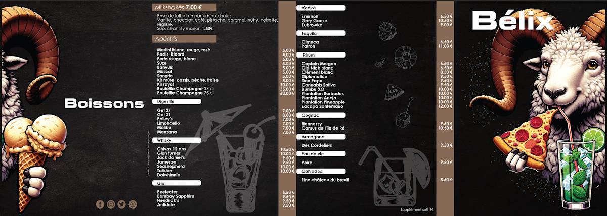 Menu de Le Bélix