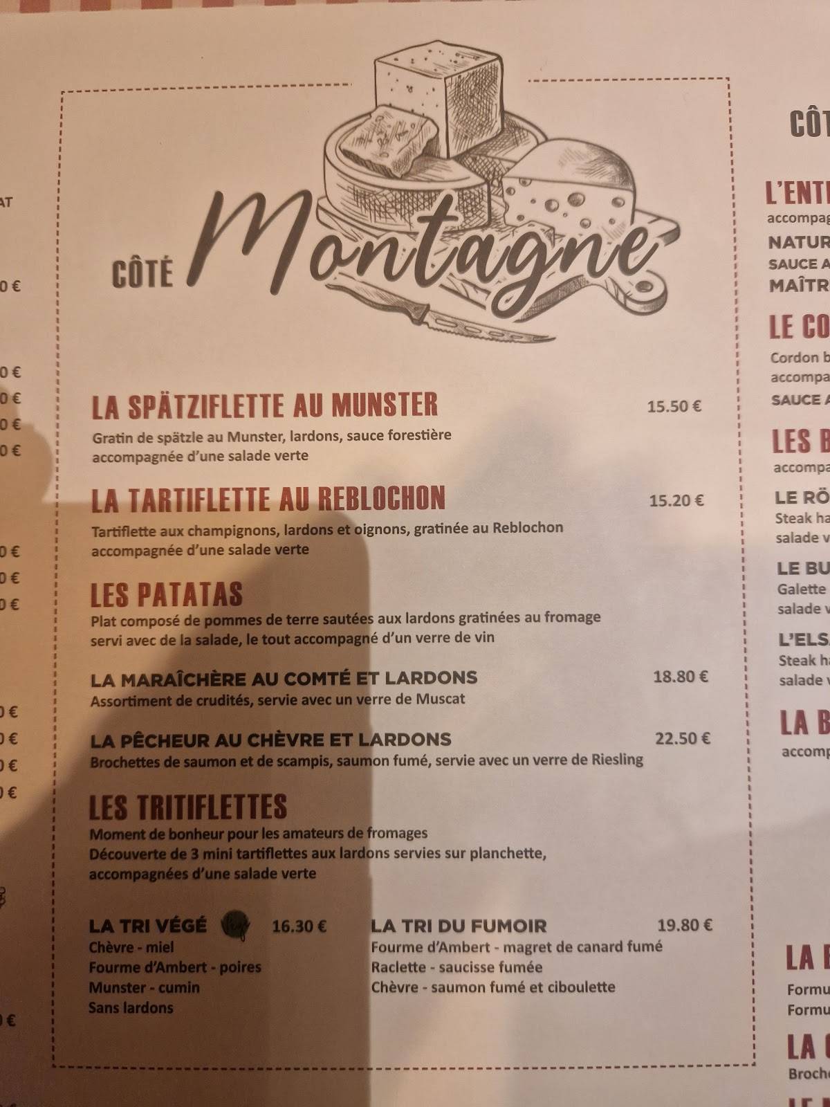 Menu de Le Caseus