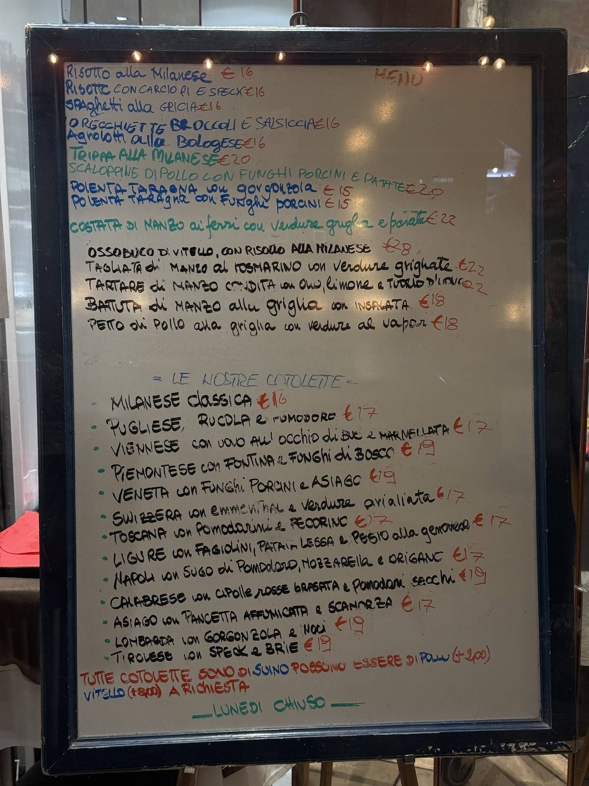 Menu di Le Cotolette 