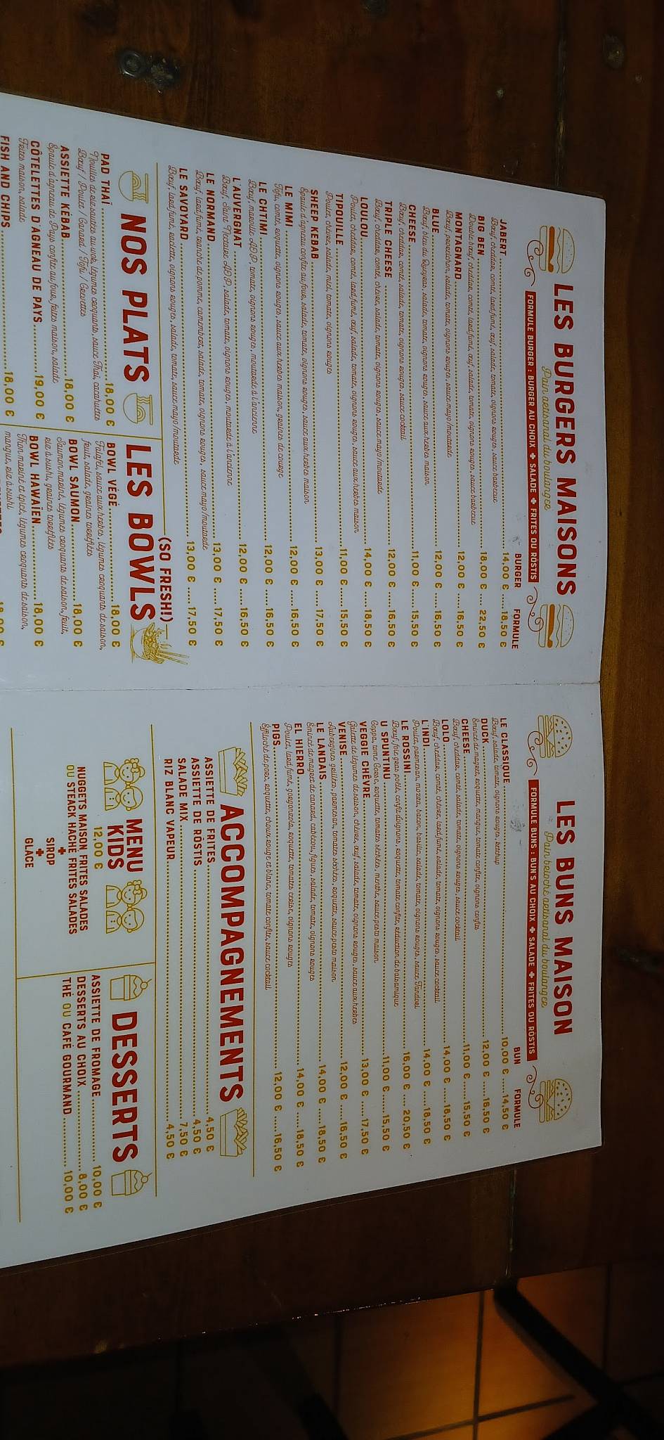 Menu de Le Kazdal