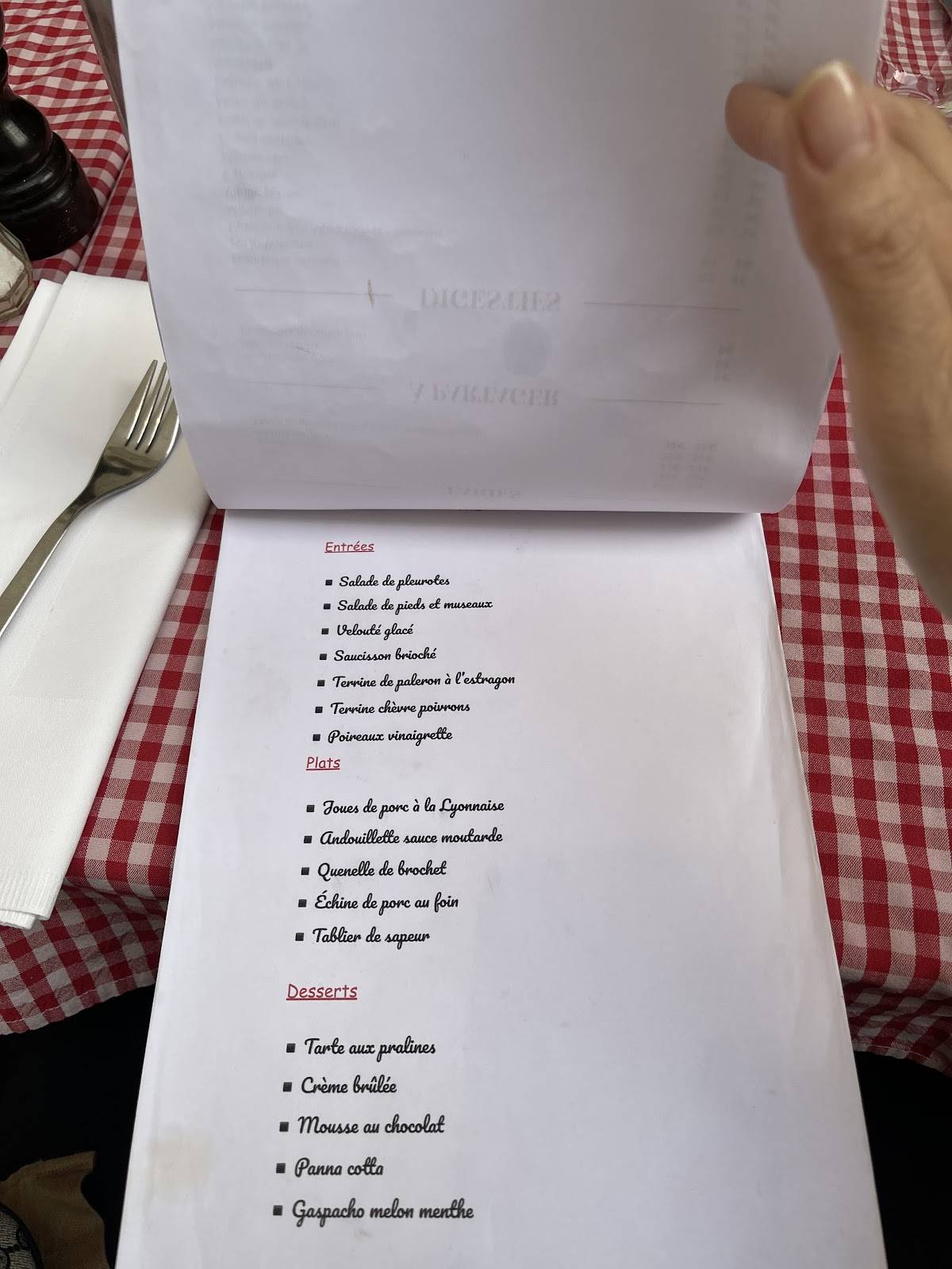 Menu de Restaurant Le Musée