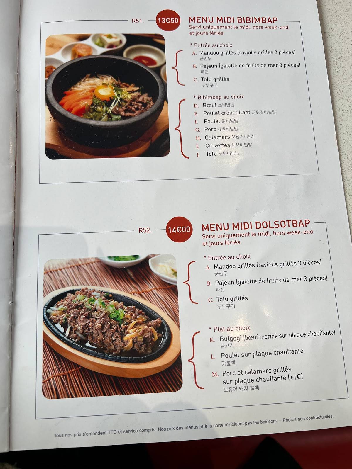 Menu de Le Panda