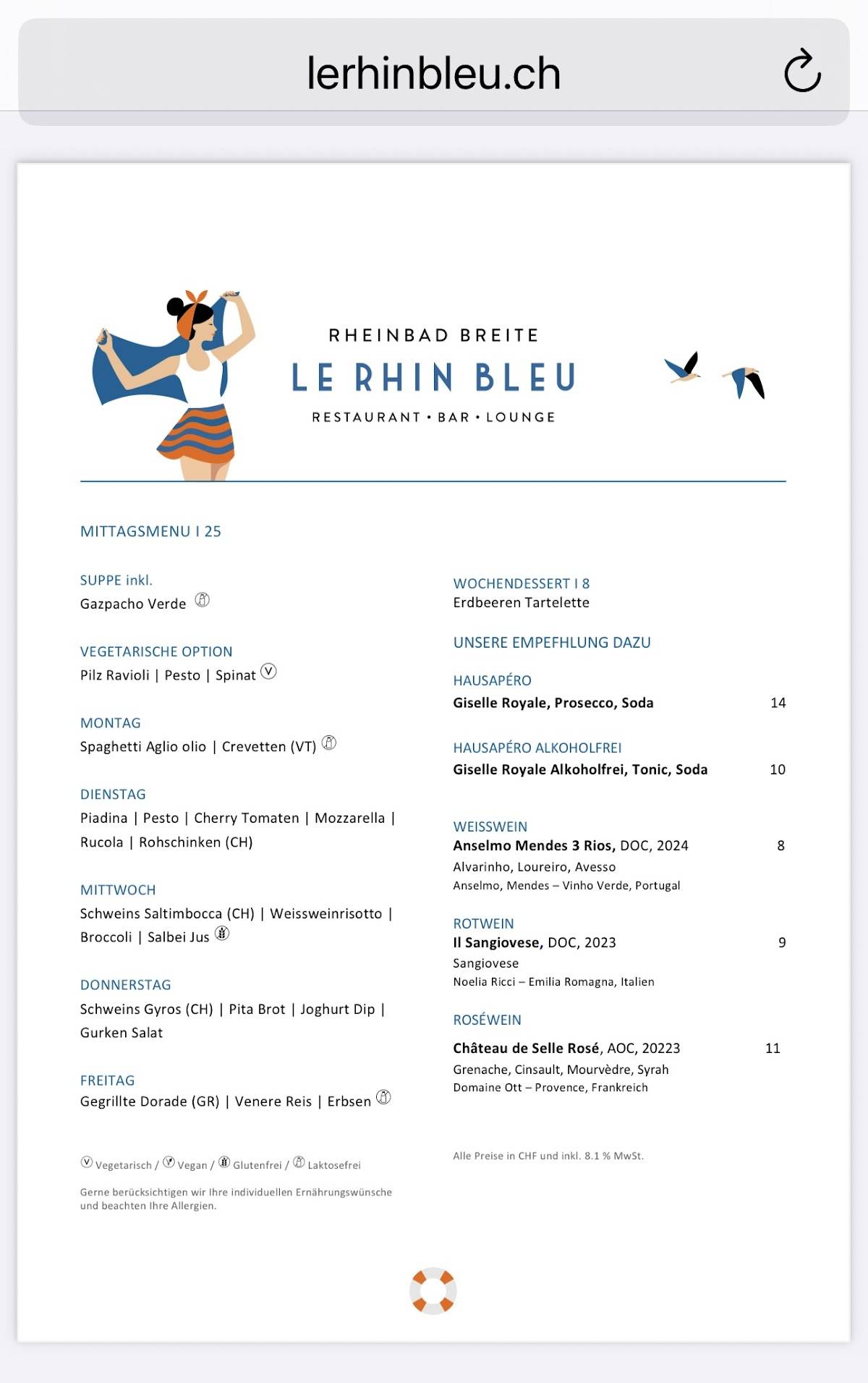 Menu di Le Rhin Bleu 