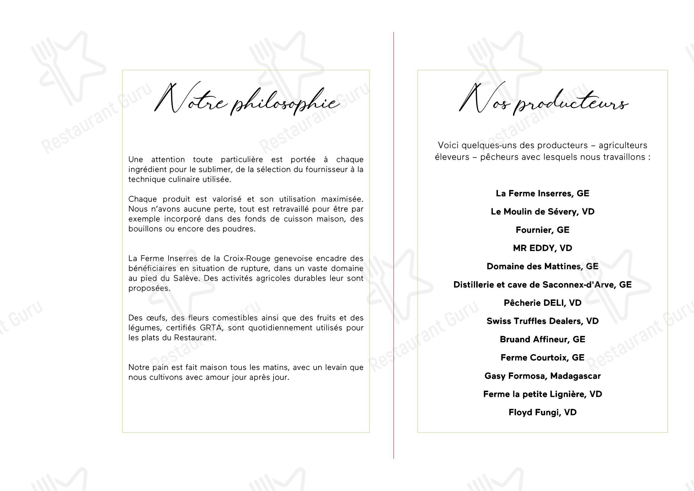 Restaurant Le Tourbillon in Plan-les-Ouates - Menu bar