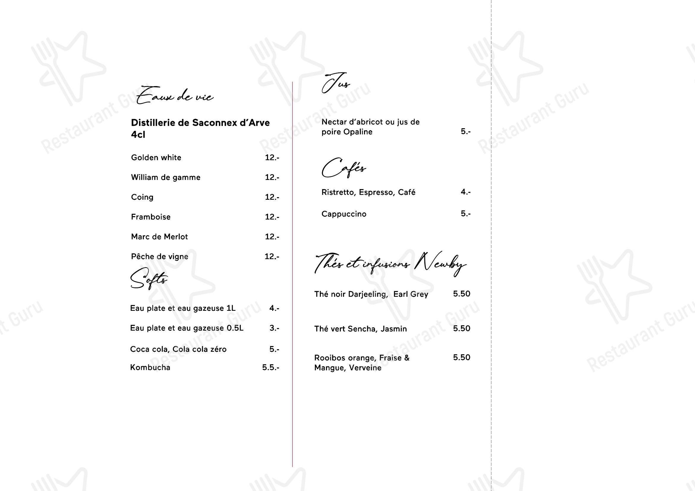 Основное меню per Restaurant Le Tourbillon in Plan-les-Ouates