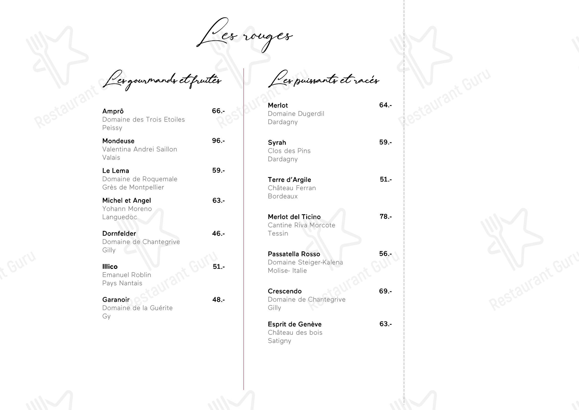 Menu di Restaurant Le Tourbillon - Основное меню