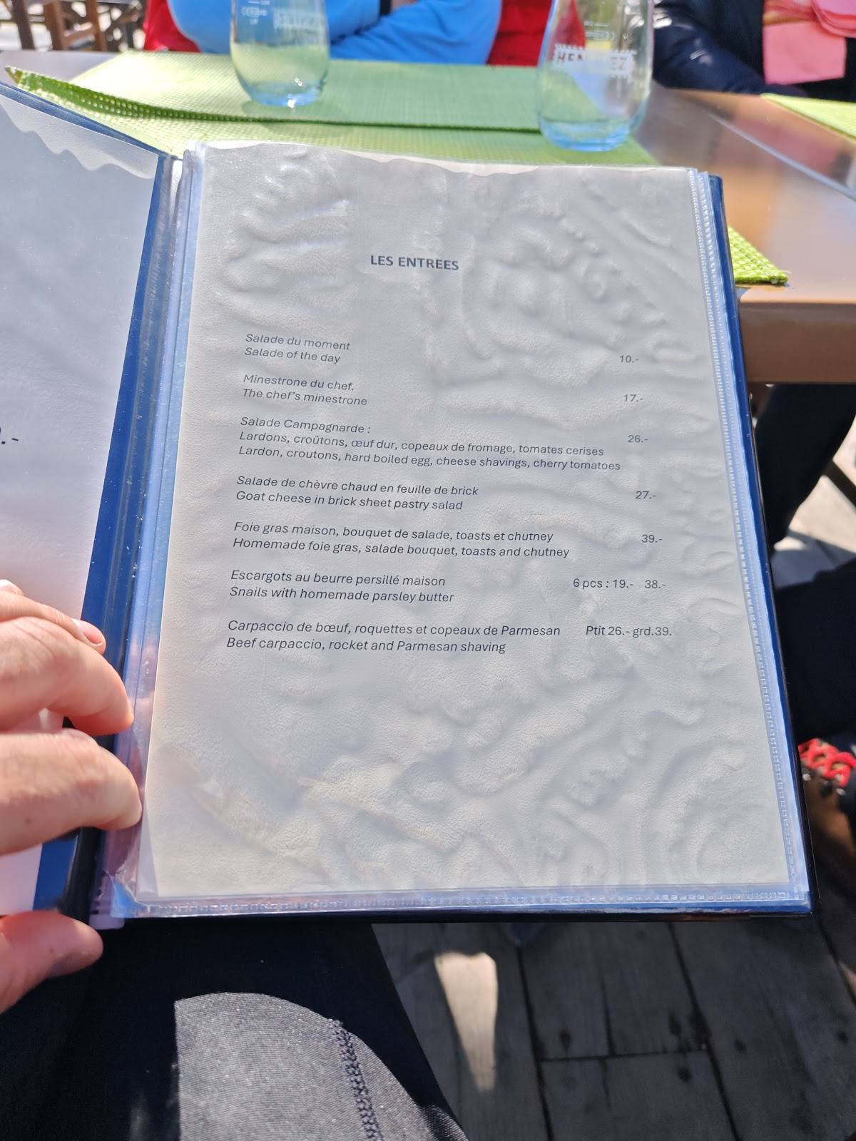Menu di Restaurant Les Esserts 