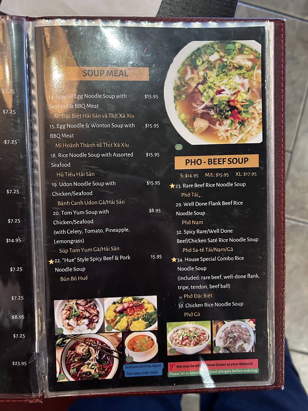 Menu de Little Saigon Vietnamese, Thai & Japanese Restaurant