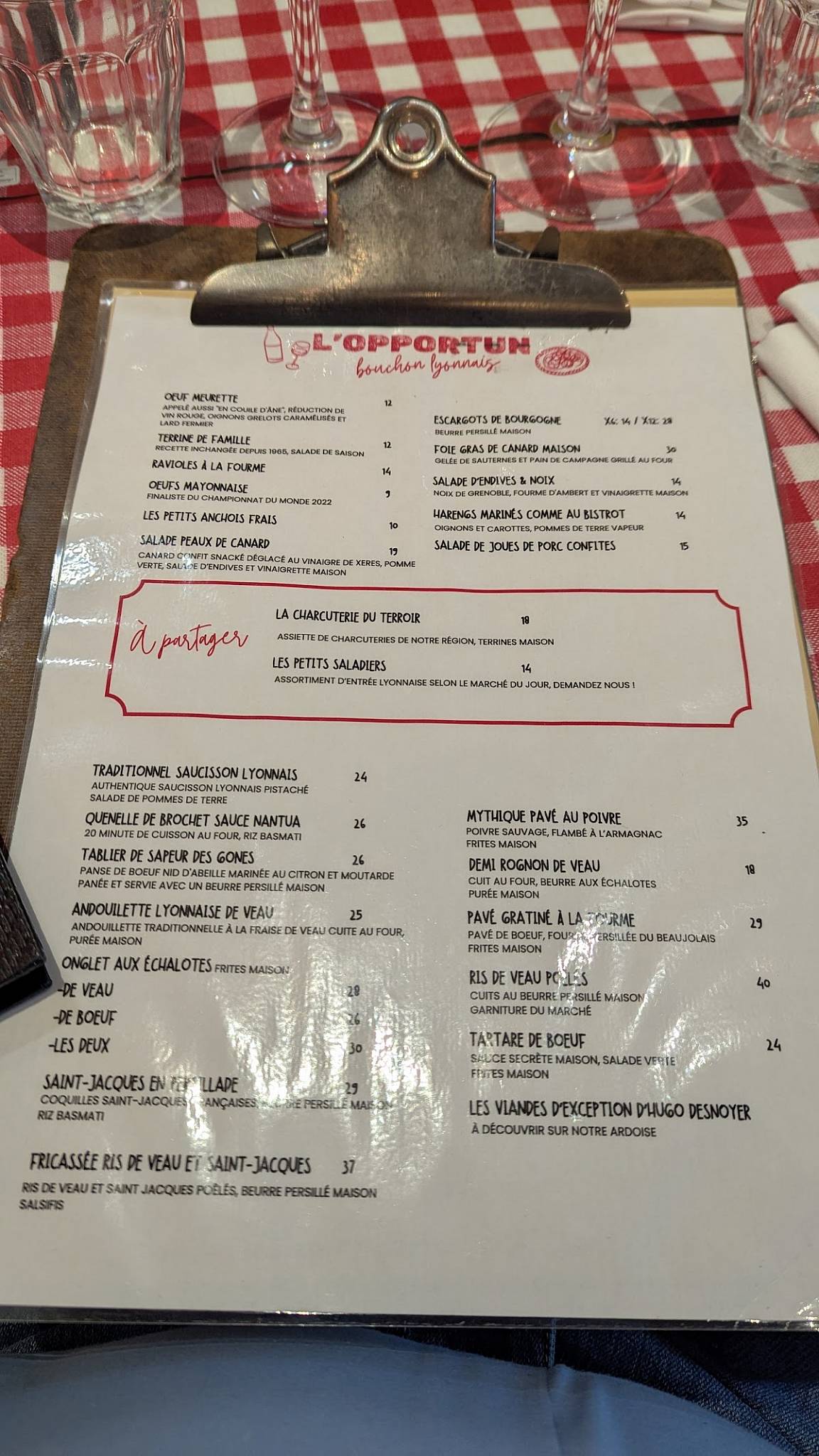 Menu de L'opportun