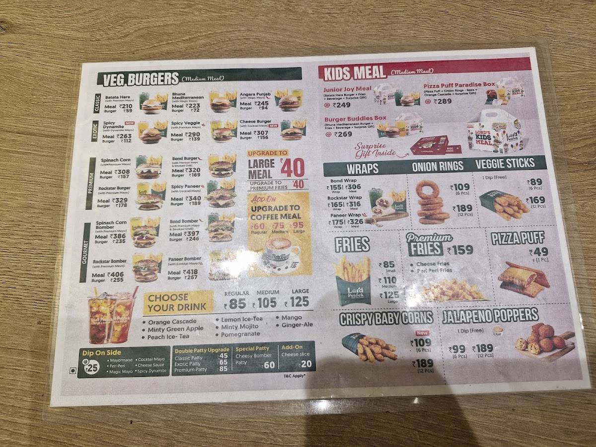 Lord petrick menu