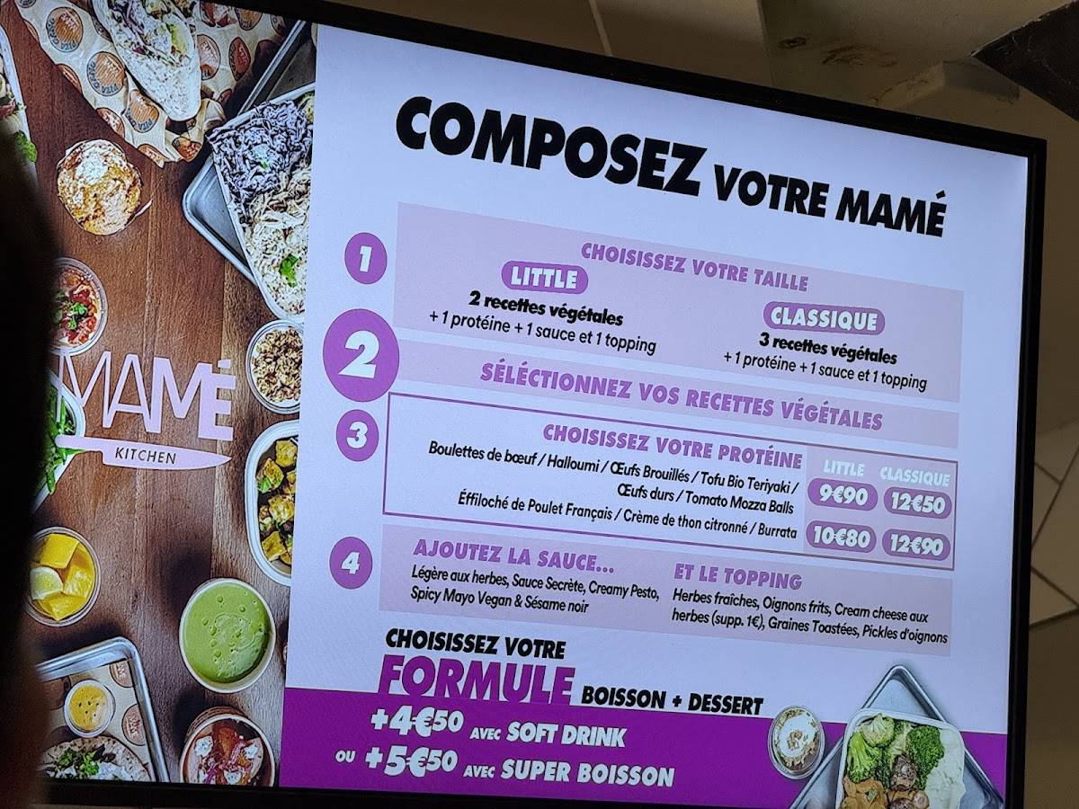 Menu de MAMÉ Kitchen Ponthieu