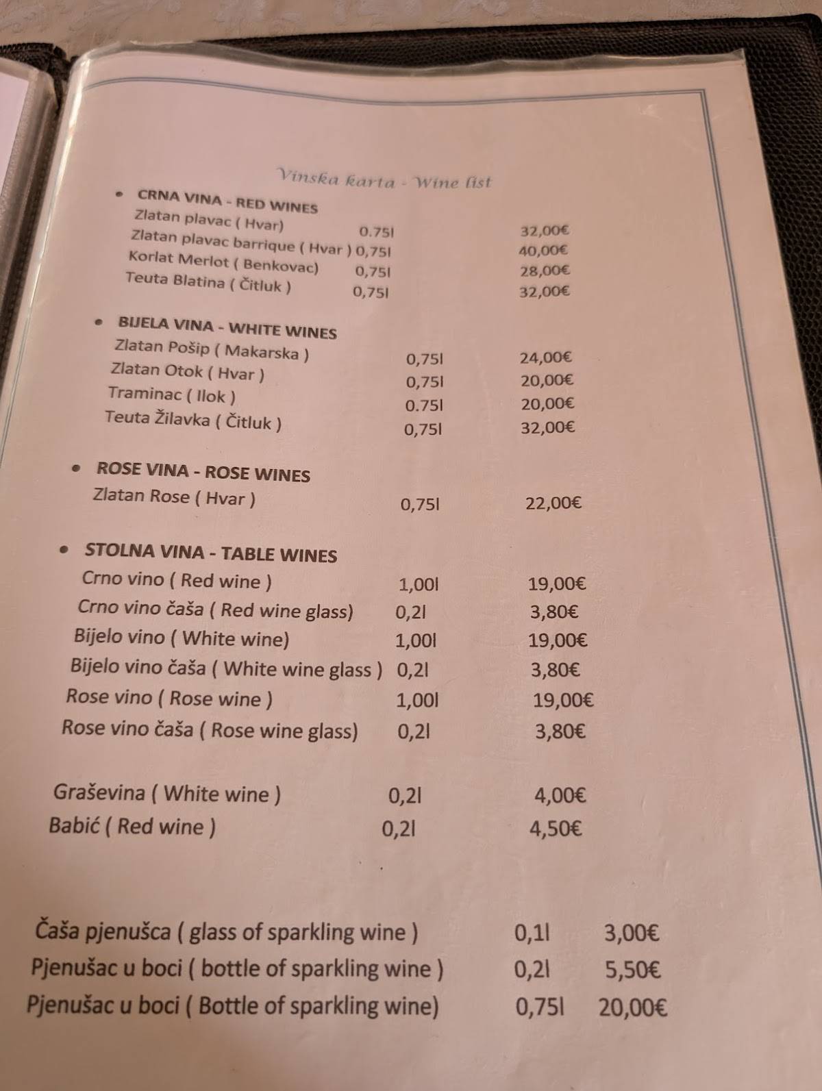 Menu di Restaurant MORE 