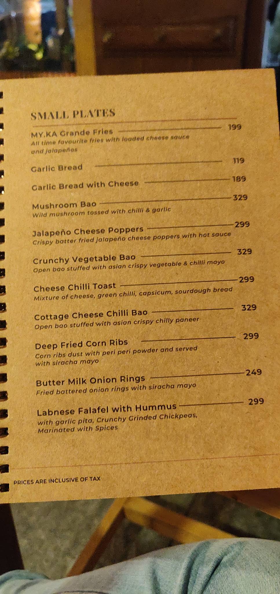 MY.KA Cafe Mysore menu