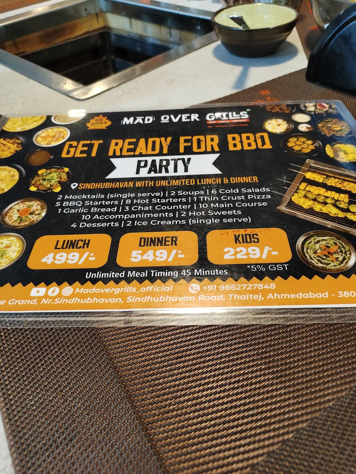 Menu at Mad Over Grills (SBR) Banquet & Restaurant, Ahmedabad