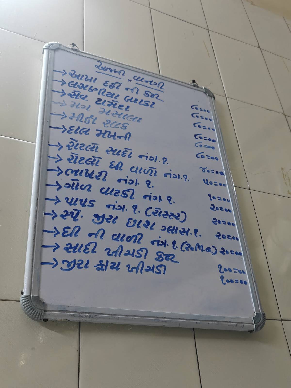 Maganlal Bhakhri Shak Wala, Gayatri Restaurant menu