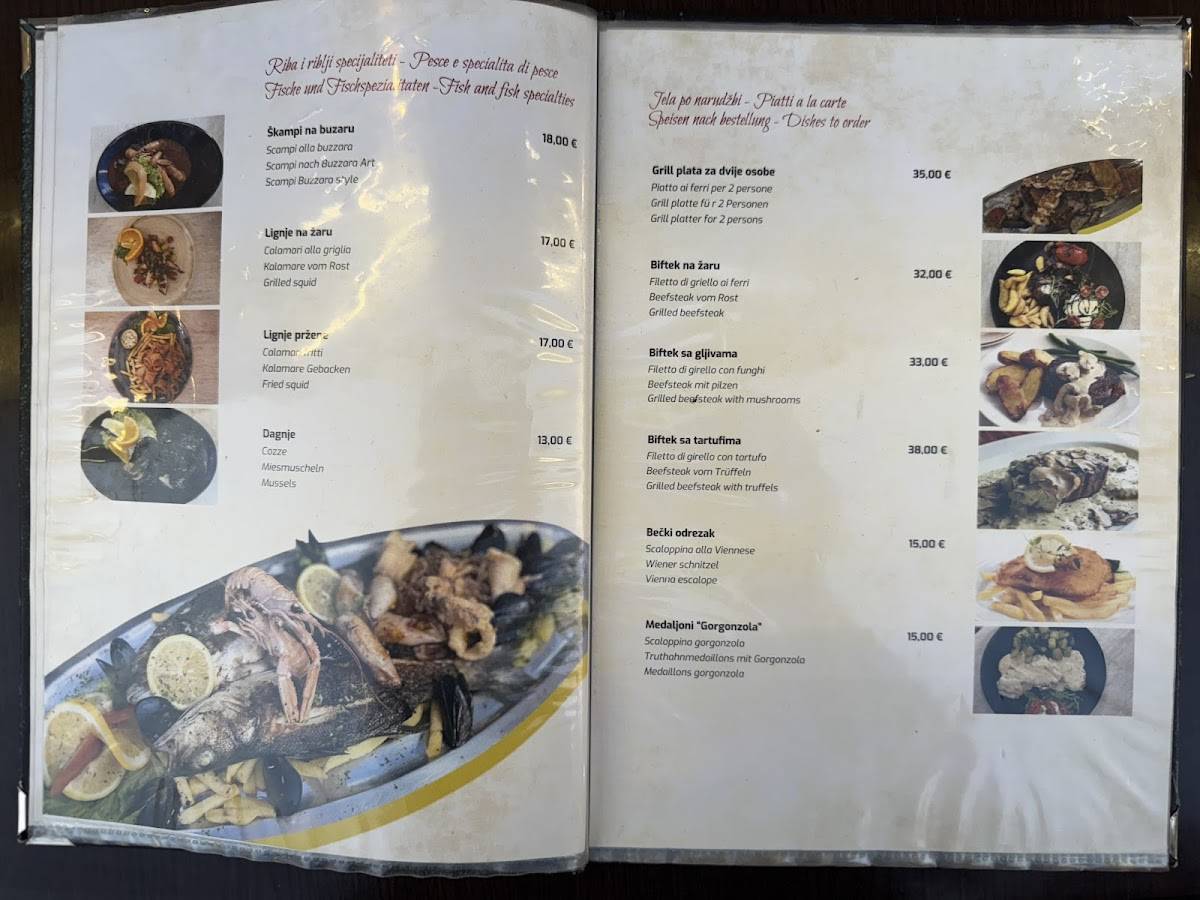 Menu di Restaurant "Mamma Mia" Porec 