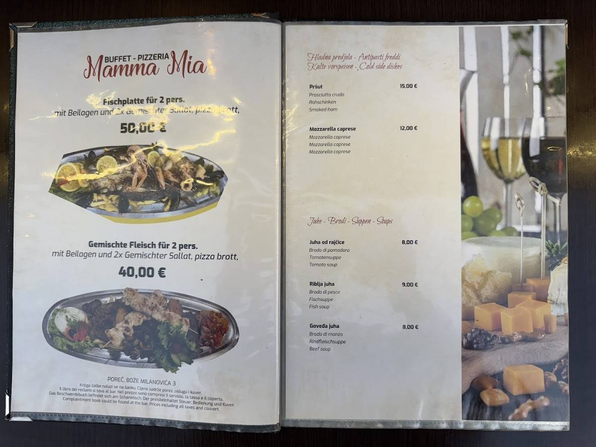 Menu di Restaurant "Mamma Mia" Porec 