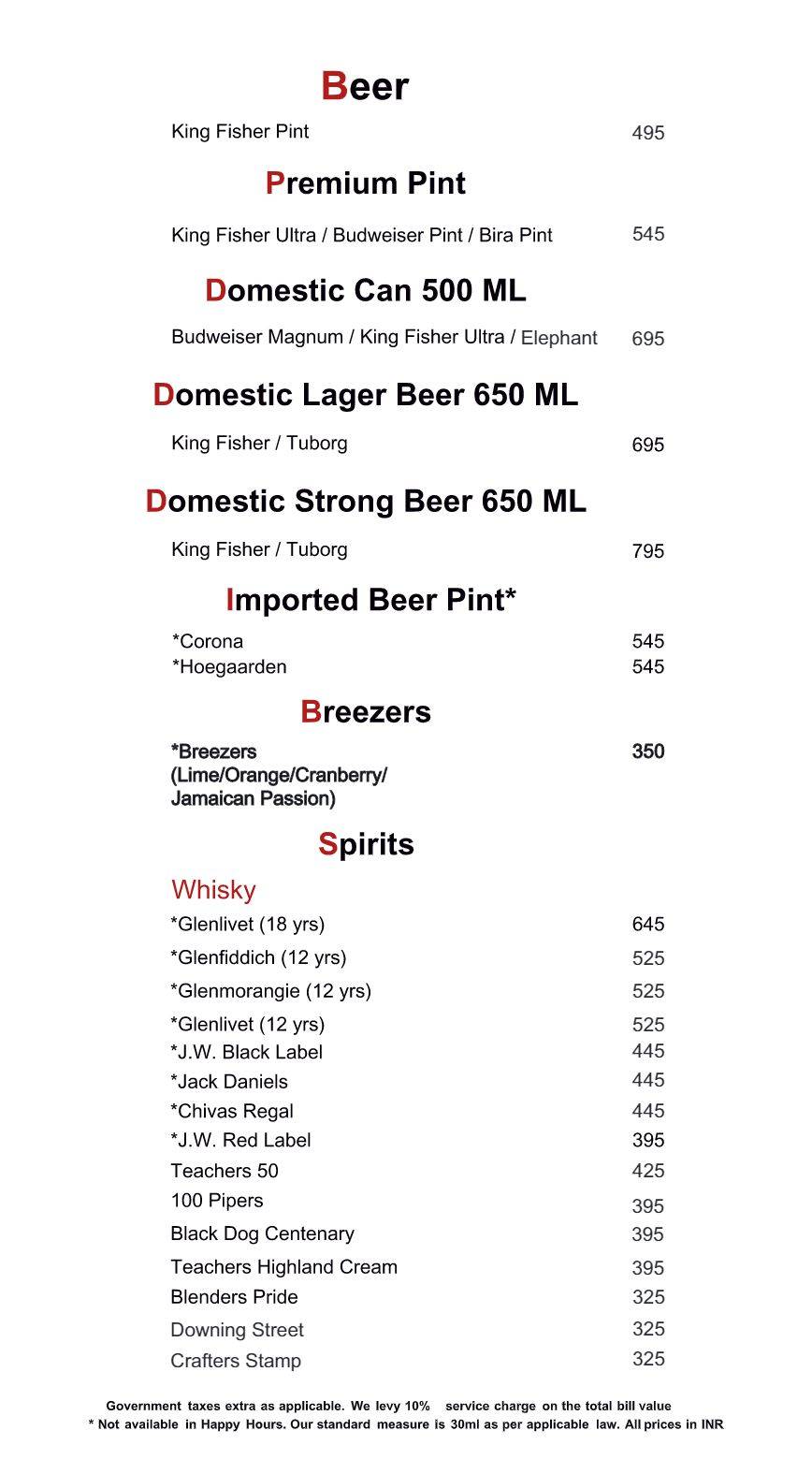 Mandarin Trail menu