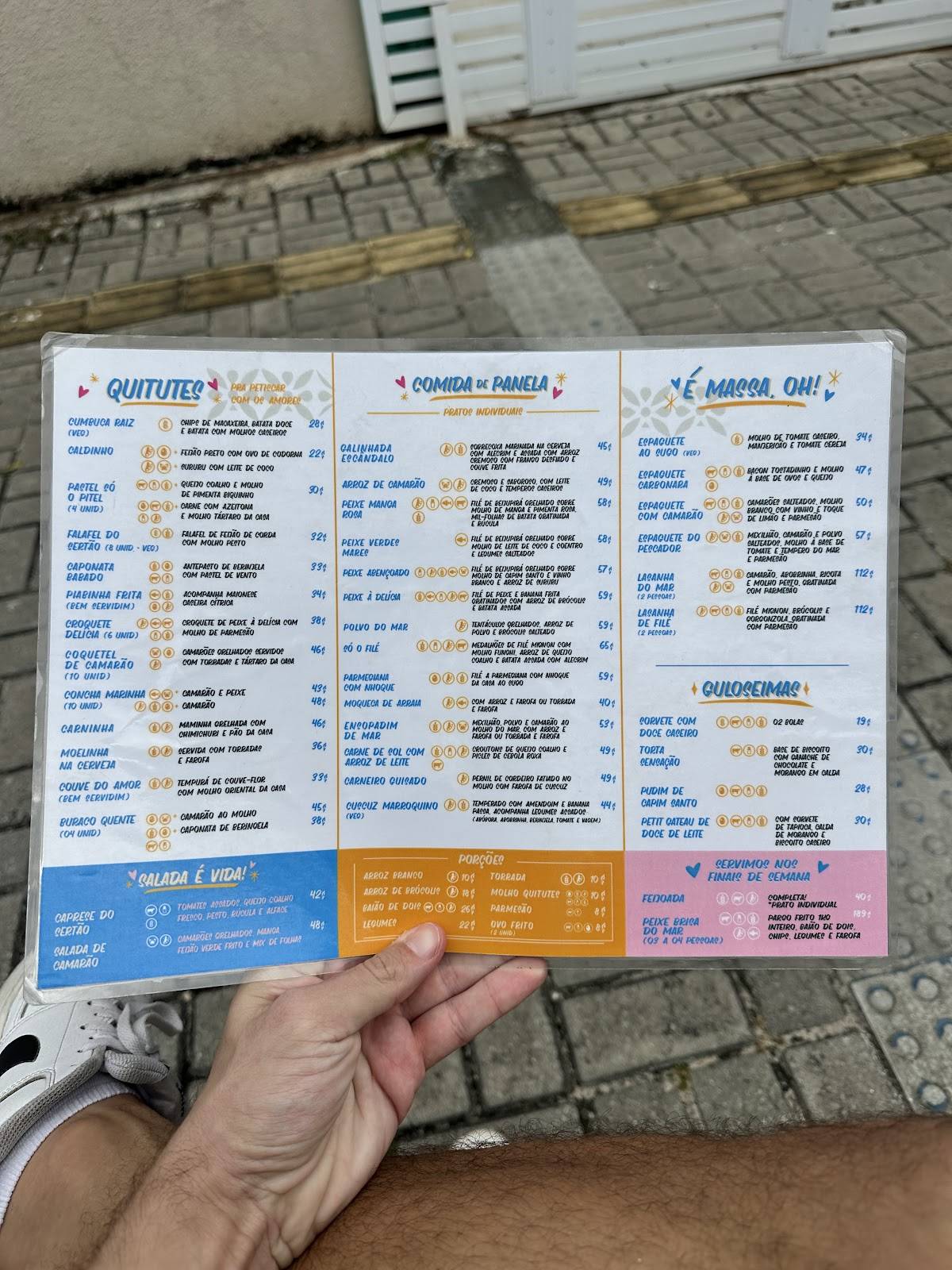 Mar de Rosas cardápio