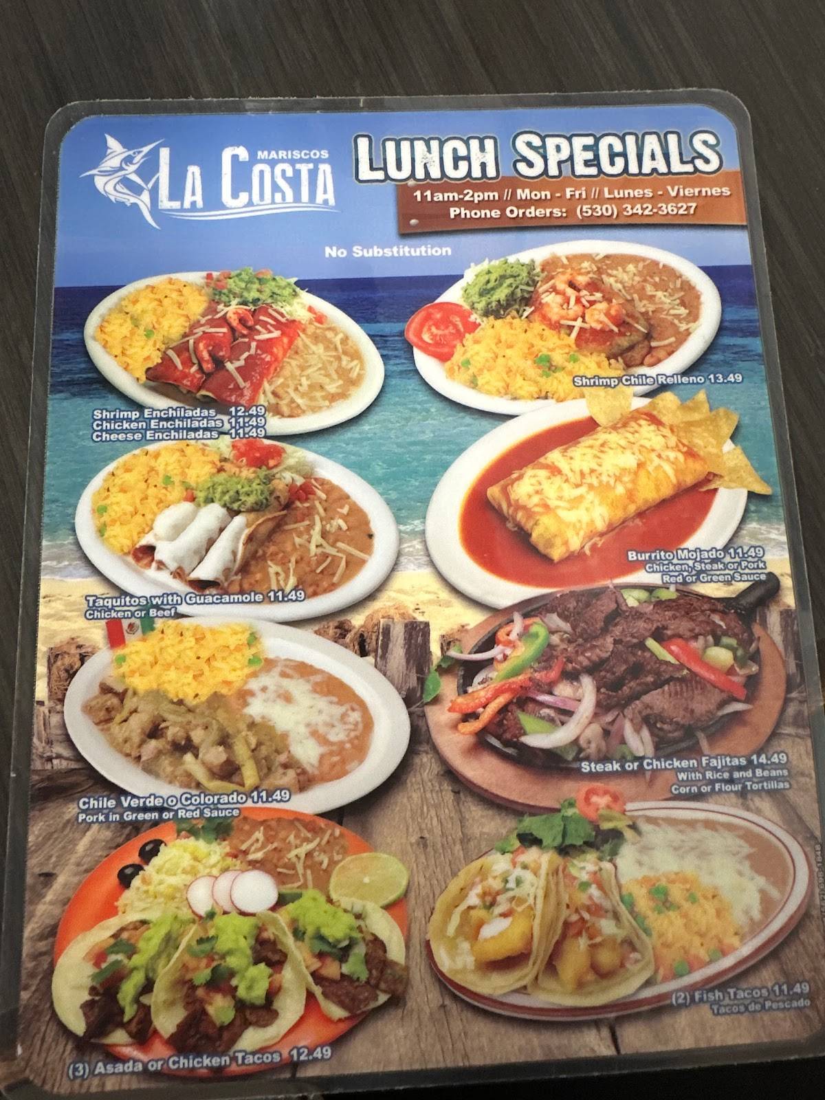 Menu at Mariscos La Costa Mexican Seafood Grill restaurant, Chico
