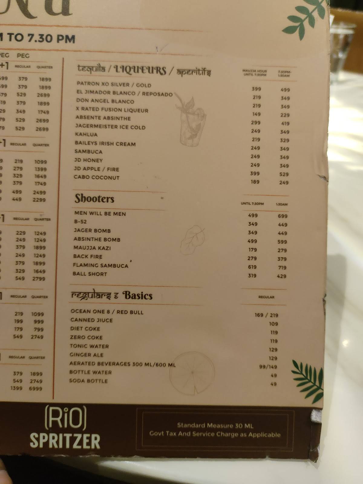 Maujja Restobar Thane menu