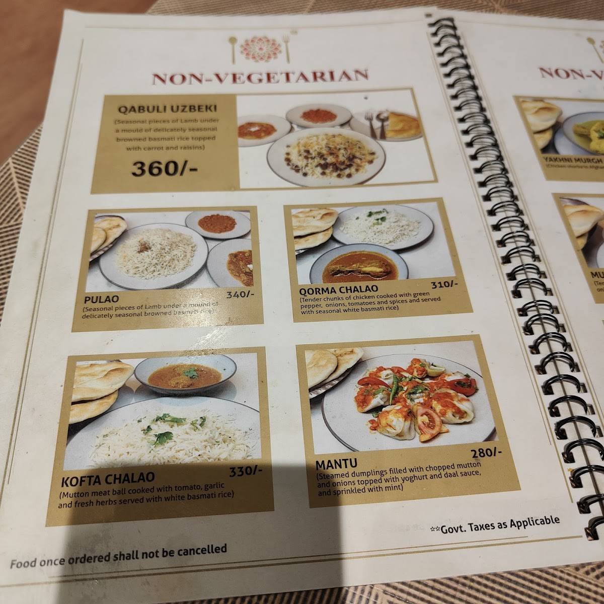 Mazaar Restaurant menu